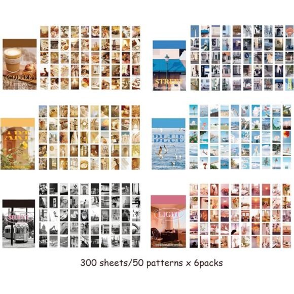 6 Sets 300Pcs Washi Stickers Book for Journaling,Daily Scenery Life Stuff Travel - Picture 2 of 7